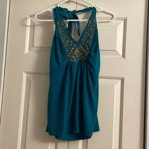 New A.N.A Teal Beaded Halter Top. Women’s Size S